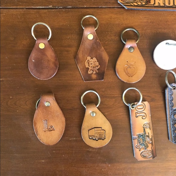 21 Hand Stamped And Riveted Leather Keychains - Picture 2 of 3